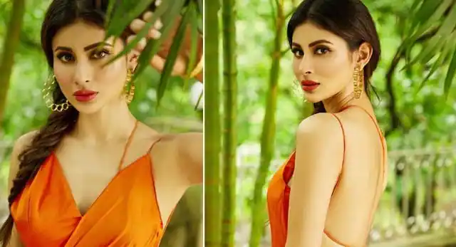 मौनी रॉय के इस लुक के सामने हुयी Urfi Javed भी पानी-पानी 2 mouni roy gave killer pose in orange backless dress see gorgeous look 1665115844