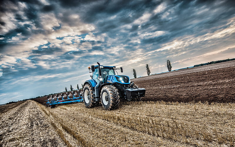 HD wallpaper new holland t7 315 plowing field 2019 tractors agricultural machinery blue tractor r tractor in the field agriculture harvest new holland agriculture