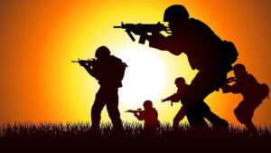 HD wallpaper silhouette of soldiers with machine gun indian army