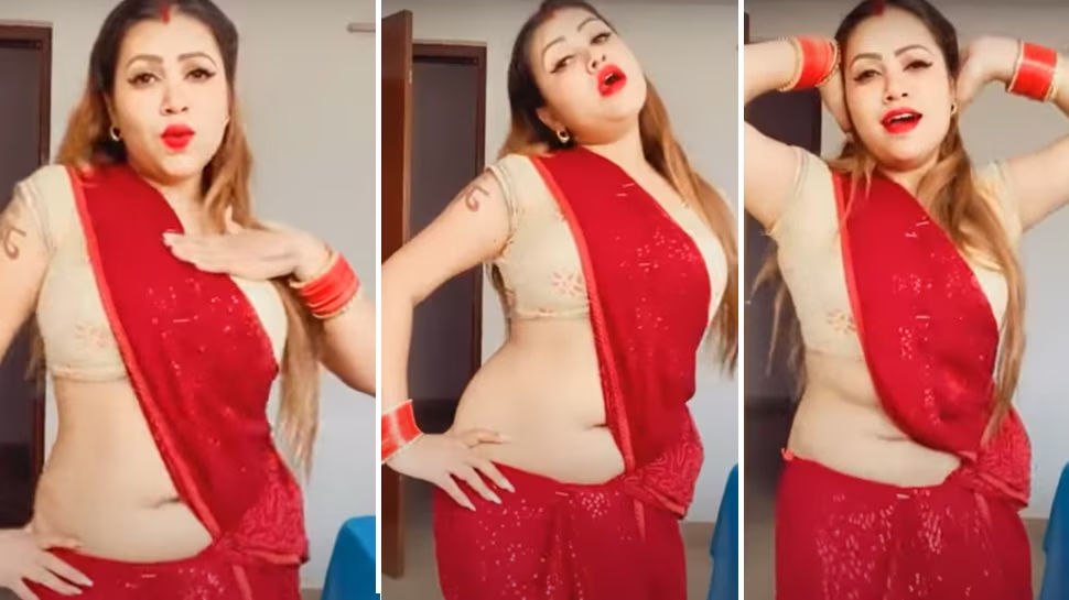 Bhabhi ने लाल साड़ी में 'ए राजाजी' गाने पर लगाए ऐसे ठुमके , Video देख हुए भाभी के दीवाने 1 image-4