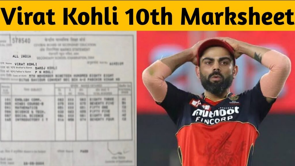 virat kohli marksheet